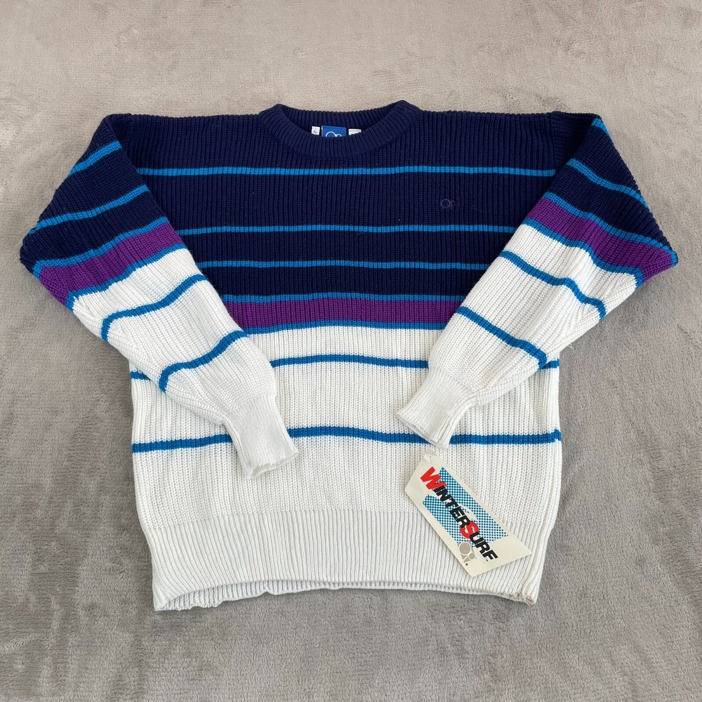 Vintage OP Ocean Pacific‎ Sweater Men Large Multi Knit 80s 90s Surf Beach Crew